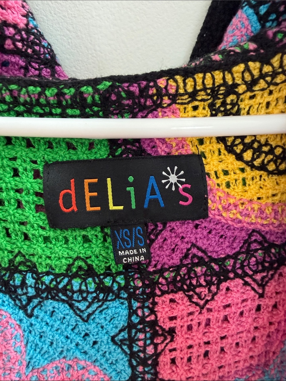 Delia*s Women’s XS/S Bestie Crochet Smiley & Flower Jacket - Picture 3 of 7